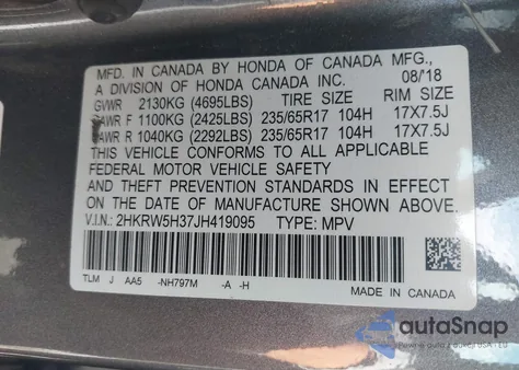 2018 Honda Cr-V Lx from USA, damaged, VIN 2HKRW5H37JH419095